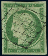 EMISSION DE 1849 - 2    15c. Vert, Très Belles Marges, Obl. GRILLE Légère, TTB. C - 1849-1850 Ceres