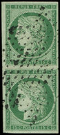 EMISSION DE 1849 - 2    15c. Vert, PAIRE Obl. ETOILE, RR En Paire, TTB - 1849-1850 Ceres