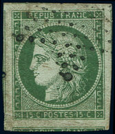 EMISSION DE 1849 - 2b   15c. Vert FONCE, Grandes Marges, 2 Voisins Et Une Amorce, Obl. Etoile, Superbe - 1849-1850 Ceres