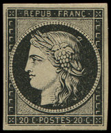 * EMISSION DE 1849 - 3f   20c. Noir Sur Teinté, Petit ANNEAU LUNE, TB - 1849-1850 Ceres