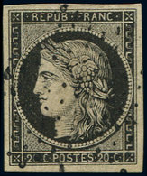 EMISSION DE 1849 - 3    20c. Noir Sur Jaune, Oblitéré ETOILE, TB - 1849-1850 Cérès