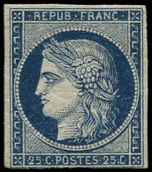 * EMISSION DE 1849 - 4a   25c. Bleu Foncé, Filet Touché Et Pelurage Sur Marge Inférieure, Sinon Très Frais. C - 1849-1850 Ceres