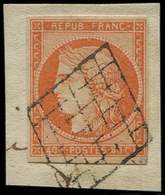 EMISSION DE 1849 - 5    40c. Orange, Oblitéré GRILLE S. Fragt, TB - 1849-1850 Ceres