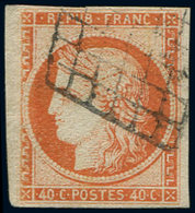 EMISSION DE 1849 - 5    40c. Orange, Oblitéré GRILLE, Petit Bdf, TB/TTB. C - 1849-1850 Ceres