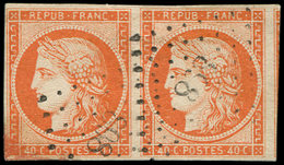 EMISSION DE 1849 - 5    40c. Orange, PAIRE Oblitérée PC 898, TB. C - 1849-1850 Ceres