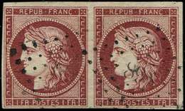 EMISSION DE 1849 - 6     1f. Carmin, PAIRE Obl. PC, Frais, TB/TTB. C - 1849-1850 Cérès