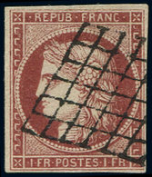 EMISSION DE 1849 - 6A    1f. Rouge-brun, Oblitéré GRILLE, TB. C - 1849-1850 Ceres