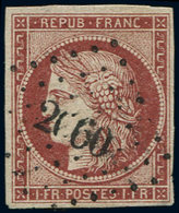 EMISSION DE 1849 - 6B    1f. Carmin-brun, Obl. PC, TTB. J - 1849-1850 Ceres