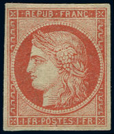 (*) EMISSION DE 1849 - 7     1f. Vermillon, FAUX Sperati, TB, Certif. Calves - 1849-1850 Ceres