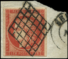 EMISSION DE 1849 - 7     1f. VERMILLON VIF De SEDAN, Obl. GRILLE S. Fragt, Nuance Exceptionnelle, TTB - 1849-1850 Cérès