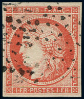 EMISSION DE 1849 - 7     1f. Vermillon, FAUX Sperati, Obl. ETOILE, TTB - 1849-1850 Cérès