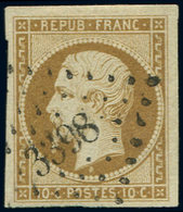 PRESIDENCE - 9    10c. Bistre-jaune, Obl. PC 3598, 2 Belles Marges, TTB - 1852 Louis-Napoleon