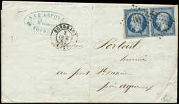 Let PRESIDENCE - 10   25c. Bleu PAIRE Obl. PC 441 S. LAC, Càd T15 BORDEAUX 3/10/53, TB - 1852 Louis-Napoléon