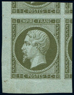 (*) EMPIRE NON DENTELE - 11    1c. Olive, Cdf, 3 Voisins, Superbe - 1853-1860 Napoleon III