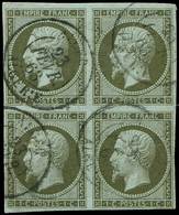 EMPIRE NON DENTELE - 11    1c. Olive, BLOC De 4 Obl. Càd T15 ALGER 23/2/63, TB - 1853-1860 Napoleone III