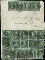 Let EMPIRE NON DENTELE - 11    1c. Olive Foncé, 20 Ex. En BANDES De 4 Obl. PC 3472 De VALENCIENNES S. Env. Pour Paris, Q - 1853-1860 Napoléon III