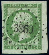 EMPIRE NON DENTELE - 12    5c. Vert, Obl. PC 3860, Petit Bdf, Filet De Voisin En Bas, TTB/Superbe - 1853-1860 Napoleon III