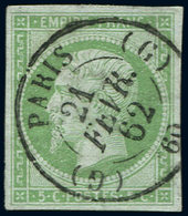 EMPIRE NON DENTELE - 12    5c. Vert, Obl. Càd Central PARIS 21/2/62, TTB - 1853-1860 Napoleone III