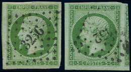 EMPIRE NON DENTELE - 12    5c. Vert, 2 Nuances Obl. PC, Ex. Choisis, TTB - 1853-1860 Napoleon III