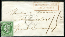 Let EMPIRE NON DENTELE - 12    5c. Vert, Obl. PC 2738 S. Petite Env., Càd T15 ROUEN 5/4/60, "affrt Insuf." Et Taxe 15c., - 1853-1860 Napoleon III