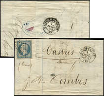 Let EMPIRE NON DENTELE - 14A  20c. Bleu Obl. PC 2128 S. LAC, Càd T15 MONTPELLIER 1 JUIL 54, 1er JOUR Du NOUVEAU TARIF, T - 1853-1860 Napoleone III