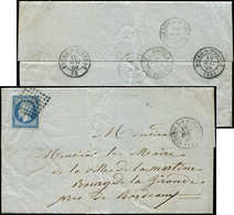 Let EMPIRE NON DENTELE - 14A  20c. Bleu Obl. PC 1896 S. LAC, Càd ALGER BB MARSEILLE 16/5/59, Ind. 22, TTB - 1853-1860 Napoleon III