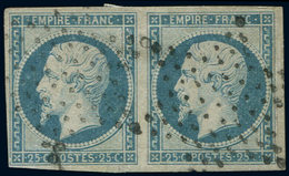 EMPIRE NON DENTELE - 15   25c. Bleu, PAIRE Oblitérée Etoile, TB - 1853-1860 Napoleon III