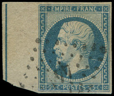 EMPIRE NON DENTELE - L15b 25c. Bleu, Avec FILET D'ENCADREMENT, Obl. PC 44, Restauré, B/TB - 1853-1860 Napoleon III