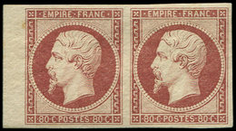 * EMPIRE NON DENTELE - 17Aa 80c. Carmin Clair, PAIRE Bdf, Gomme Partielle, Néanmoins Très Frais Et TB - 1853-1860 Napoleon III