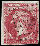 EMPIRE NON DENTELE - 17B  80c. Rose, DOUBLE IMPRESSION, Obl. ANCRE, R Et TB. Br - 1853-1860 Napoleon III