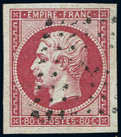 EMPIRE NON DENTELE - 17Ba 80c. Rose Vif, Obl. Los. L Bâton, Belles Marges, TTB - 1853-1860 Napoleon III