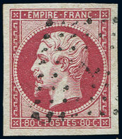 EMPIRE NON DENTELE - 17Ba 80c. Rose Vif, Obl. Los. L Bâton, Belles Marges, TTB - 1853-1860 Napoleone III