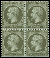 ** EMPIRE DENTELE - 19    1c. Olive, BLOC De 4, Très Bien Centré, TTB - 1862 Napoleone III