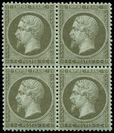 ** EMPIRE DENTELE - 19    1c. Olive, BLOC De 4, Très Bien Centré, TTB - 1862 Napoléon III