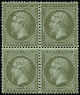 * EMPIRE DENTELE - 19    1c. Olive, BLOC De 4 Bien Centré, TB - 1862 Napoleone III