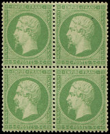 * EMPIRE DENTELE - 20    5c. Vert, BLOC De 4, Centrage Parfait, TTB. C - 1862 Napoleon III