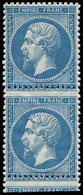 ** EMPIRE DENTELE - 22   20c. Bleu, Piquage Décalé, PAIRE Verticale, Voisin En Bas, TTB - 1862 Napoleone III