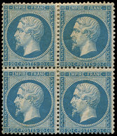 * EMPIRE DENTELE - 22   20c. Bleu, BLOC De 4, Forte Ch., B/TB - 1862 Napoleon III