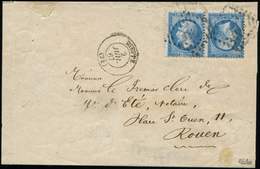 Let EMPIRE DENTELE - T22b 20c. Bleu, TETE-BECHE, Obl. GC S. LSC, Càd DIEPPE 2/7/67, TB - 1862 Napoléon III