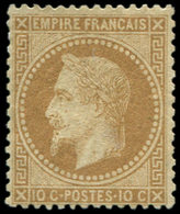 * EMPIRE LAURE - 28Ba 10c. Bistre Foncé, T II, TB - 1863-1870 Napoléon III Con Laureles