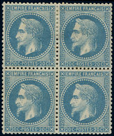 * EMPIRE LAURE - 29B  20c. Bleu, T II, BLOC De 4, Très Bien Centré, TTB - 1863-1870 Napoléon III Con Laureles