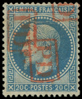 EMPIRE LAURE - 29A  20c. Bleu Obl. PD Rouge Encadré 3 Fois, TB - 1863-1870 Napoleon III With Laurels