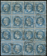 EMPIRE LAURE - 29B  20c. Bleu, T II, BLOC De 16 Obl. GC 3997, Rare Ainsi, TB - 1863-1870 Napoleon III With Laurels