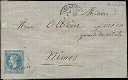 Let EMPIRE LAURE - 29Bb 20c. Bleu, T II, "A LA CORNE", Obl. GC De CARCASSONNE 10/11/70 S. LAC, TB - 1863-1870 Napoléon III Con Laureles