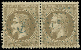 EMPIRE LAURE - 30   30c. Brun, PAIRE Obl. ANCRE BLEUE, TTB - 1863-1870 Napoléon III Lauré