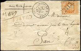 Let EMPIRE LAURE - 31   40c. Orange, Obl. GC 2413 S. Env. CHARGE, Càd T17 MONT De MARSAN 3/7/69, TB - 1863-1870 Napoleon III With Laurels