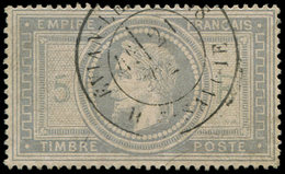 EMPIRE LAURE - 33    5f. Violet-gris, Obl. Càd T18 EVIAN-LES-BAINS, Clair, Aspect TTB - 1863-1870 Napoléon III Lauré
