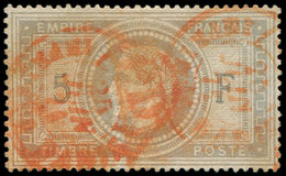 EMPIRE LAURE - 33    5f. Violet-gris, Obl. Càd ROUGE Des Imprimés 6/72, TB. C - 1863-1870 Napoleon III With Laurels