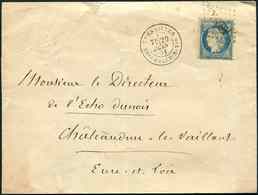 Let SIEGE DE PARIS - 37   20c. Bleu, Obl. AS.NA S. Env. (déch.), Càd VERSAILLES ASSEMBLEE NATle 20/6/71, Arr. CHATEAUDUN - 1870 Siège De Paris