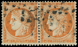 SIEGE DE PARIS - 38f  40c. Orange, PAIRE Avec Les 2 Timbres "4 RETOUCHES", Obl. GROS POINTS, TB - 1870 Siege Of Paris